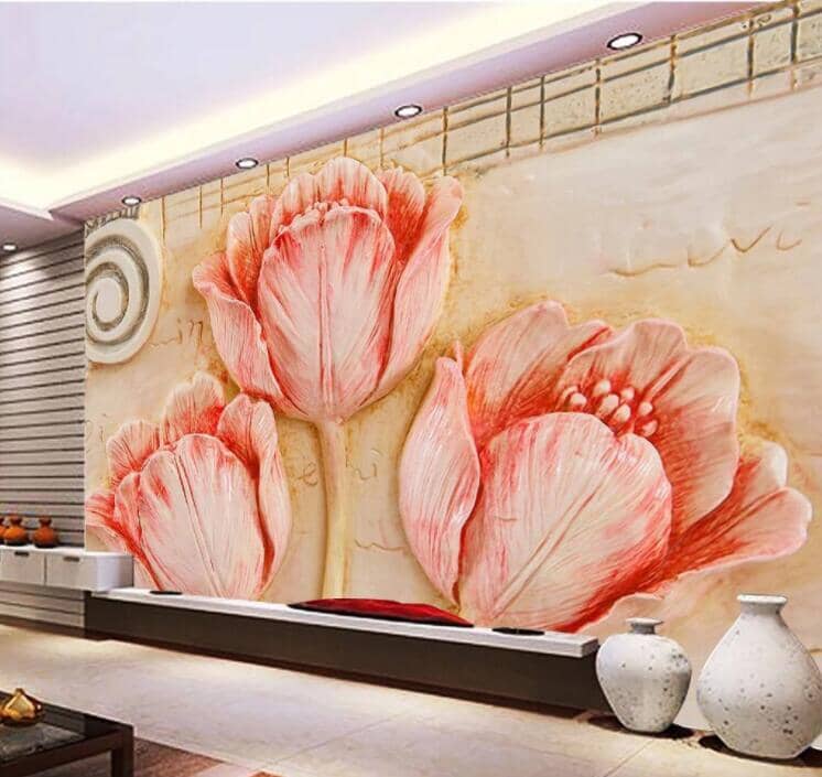 3D Red Tulip WC854 Wall Murals Wallpaper AJ Wallpaper 2