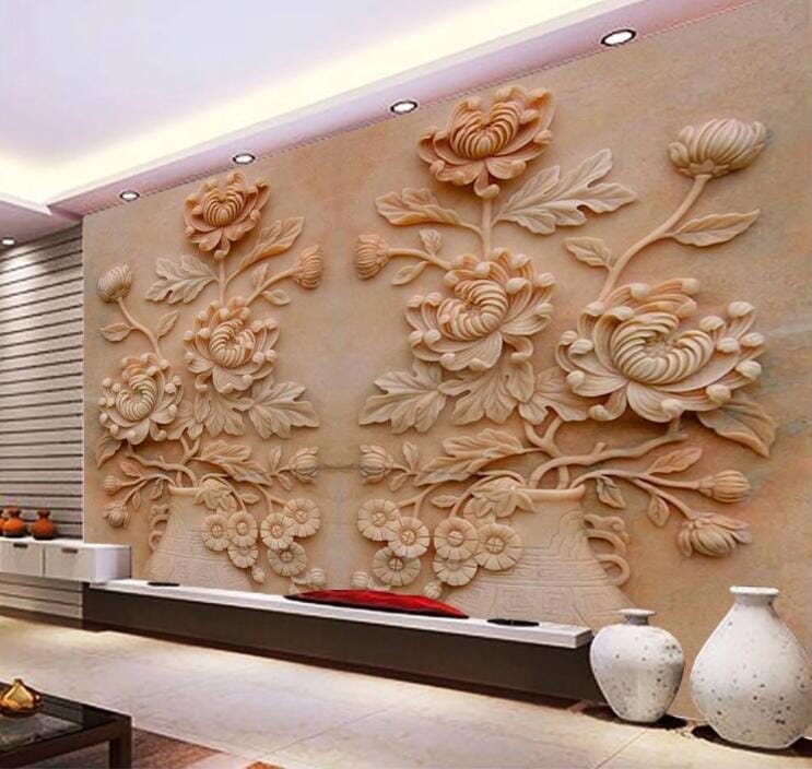3D Carved Vase WC853 Wall Murals Wallpaper AJ Wallpaper 2