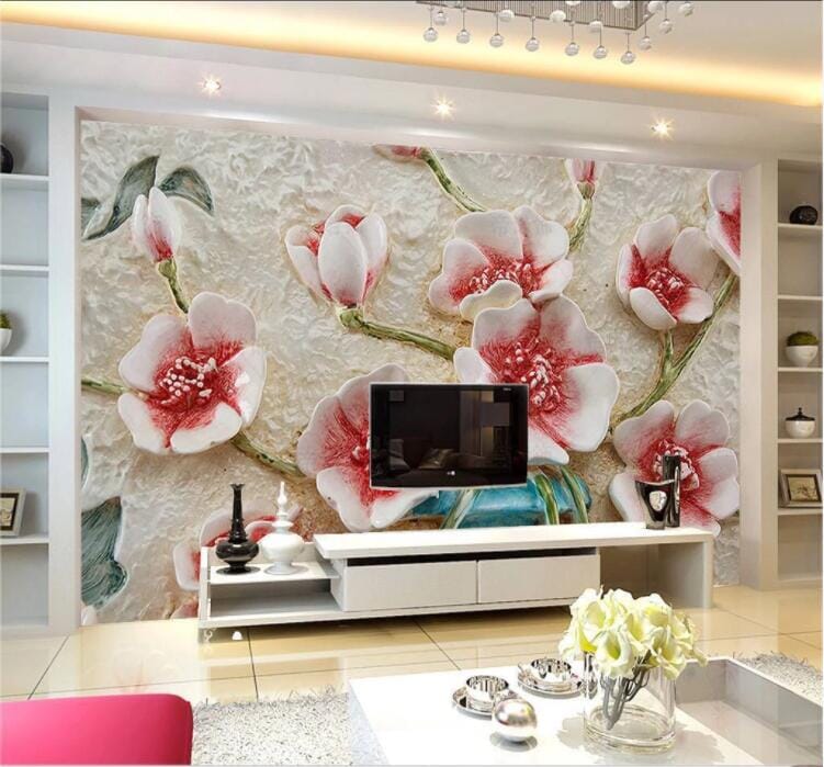 3D Carved Plum WC852 Wall Murals Wallpaper AJ Wallpaper 2