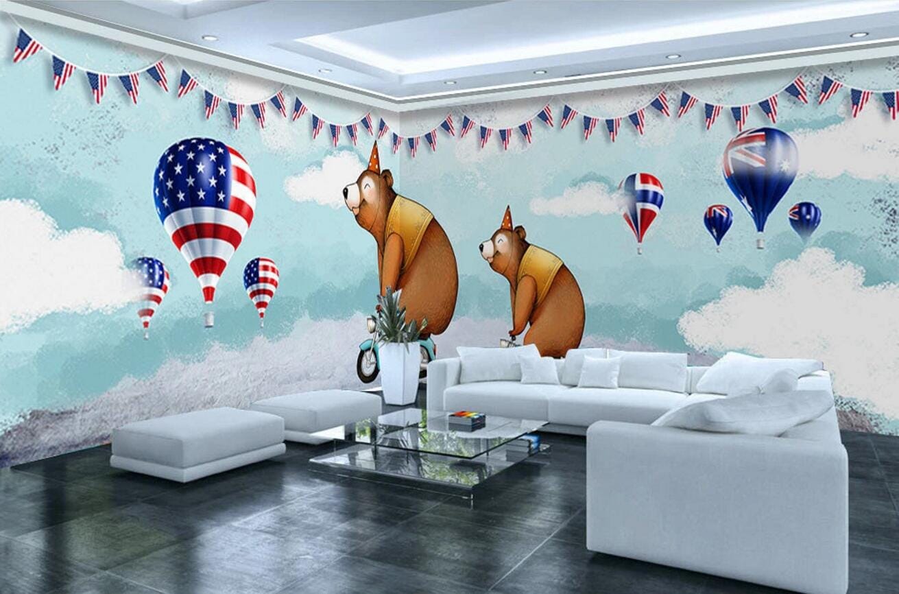 3D Bear Motorcycle WC355 Wall Murals Wallpaper AJ Wallpaper 2