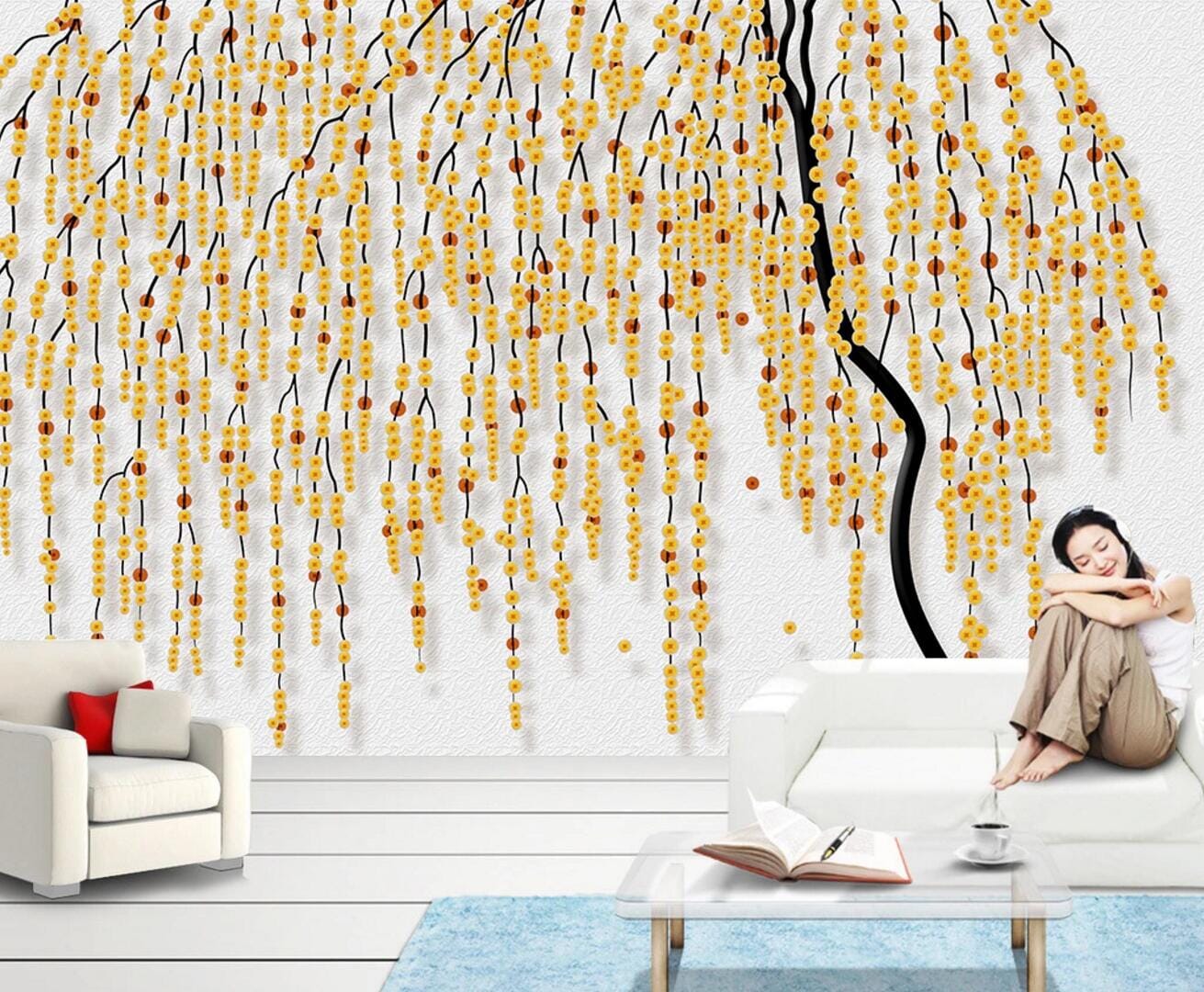 3D Copper Money Tree WC317 Wall Murals Wallpaper AJ Wallpaper 2