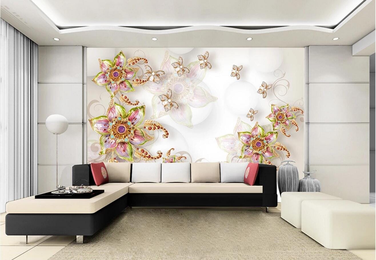 3D Crystal Butterfly WC301 Wall Murals Wallpaper AJ Wallpaper 2