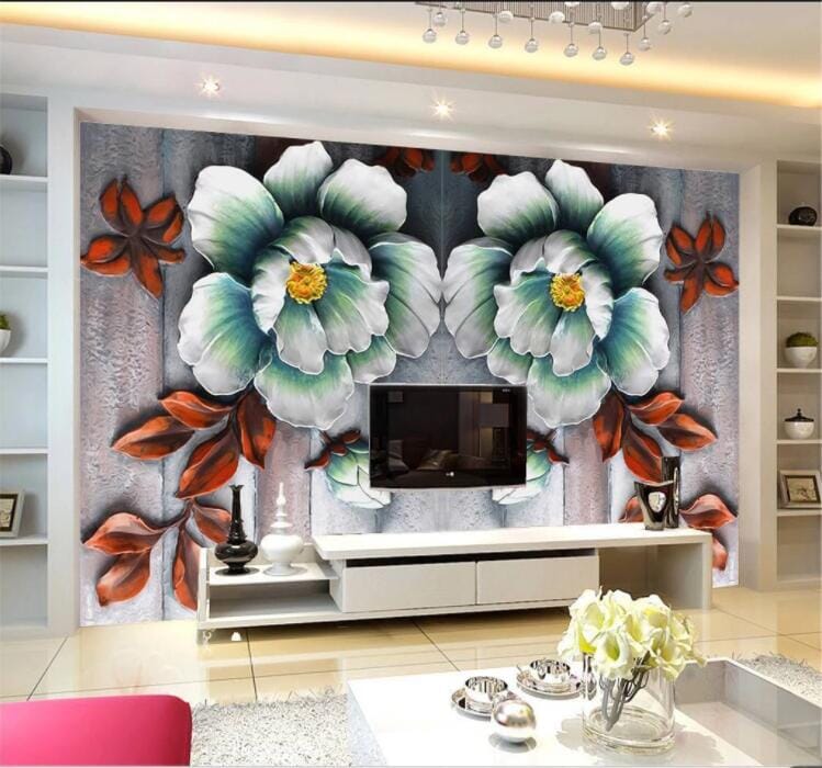 3D Green Flower WC851 Wall Murals Wallpaper AJ Wallpaper 2