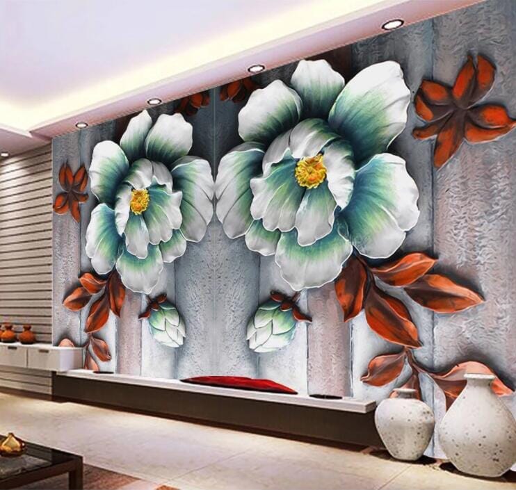 3D Green Flower WC851 Wall Murals Wallpaper AJ Wallpaper 2
