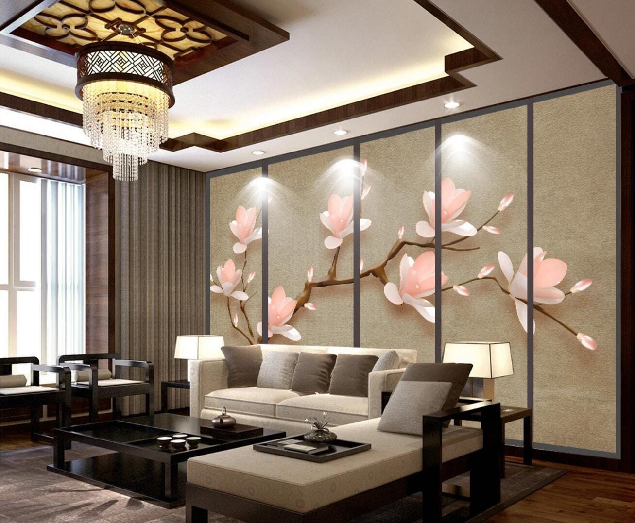 3D Pink Jade Flower WC370 Wall Murals Wallpaper AJ Wallpaper 2