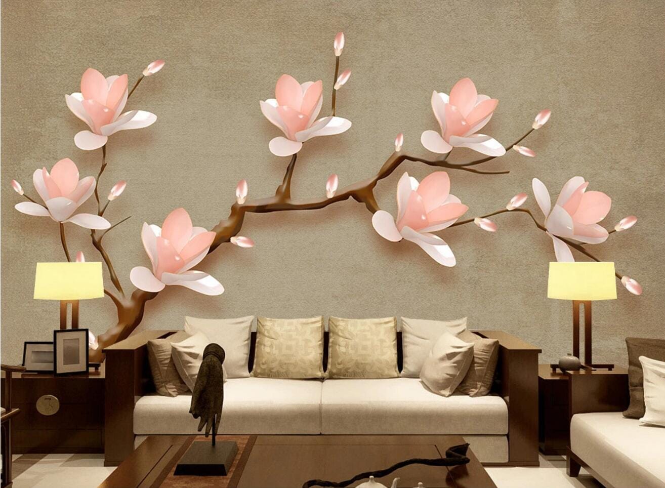 3D Pink Jade Flower WC370 Wall Murals Wallpaper AJ Wallpaper 2
