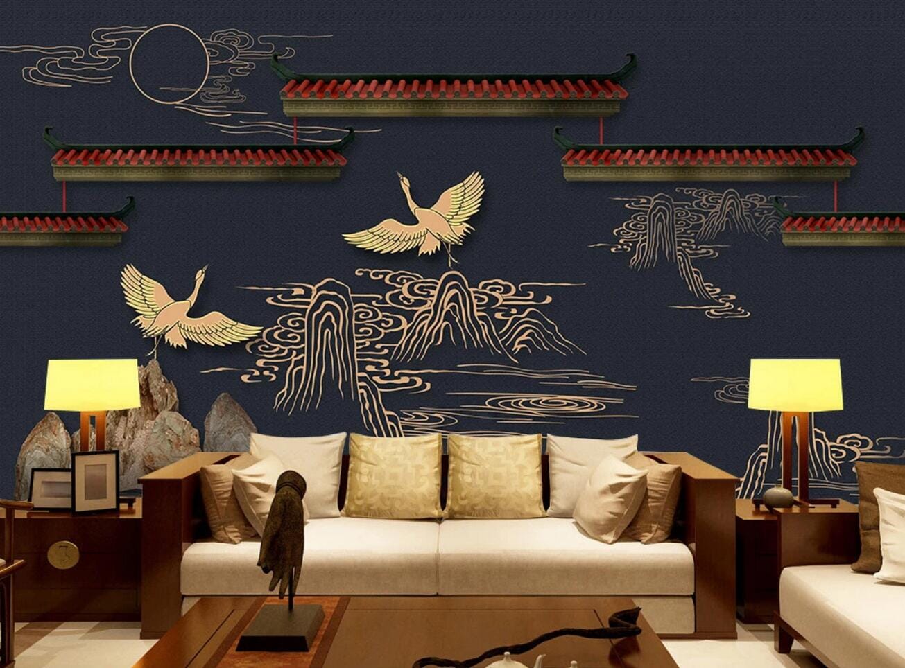 3D Roof Crane Stone WC405 Wall Murals Wallpaper AJ Wallpaper 2