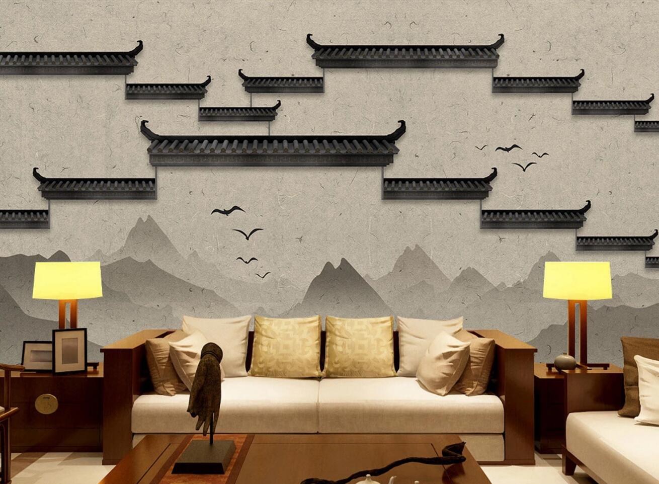 3D Black Roof WC401 Wall Murals Wallpaper AJ Wallpaper 2