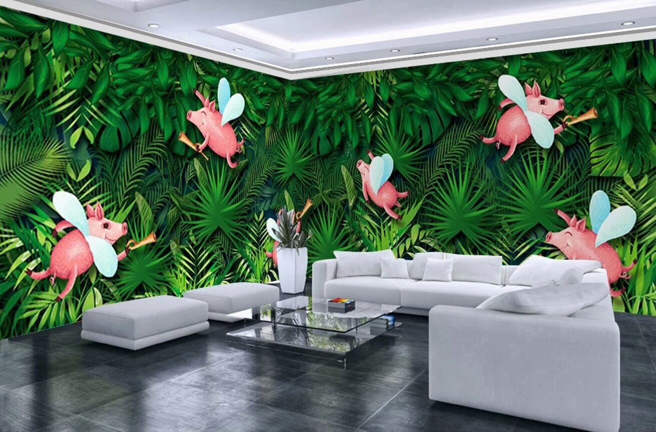 3D Flying Pig WC419 Wall Murals Wallpaper AJ Wallpaper 2