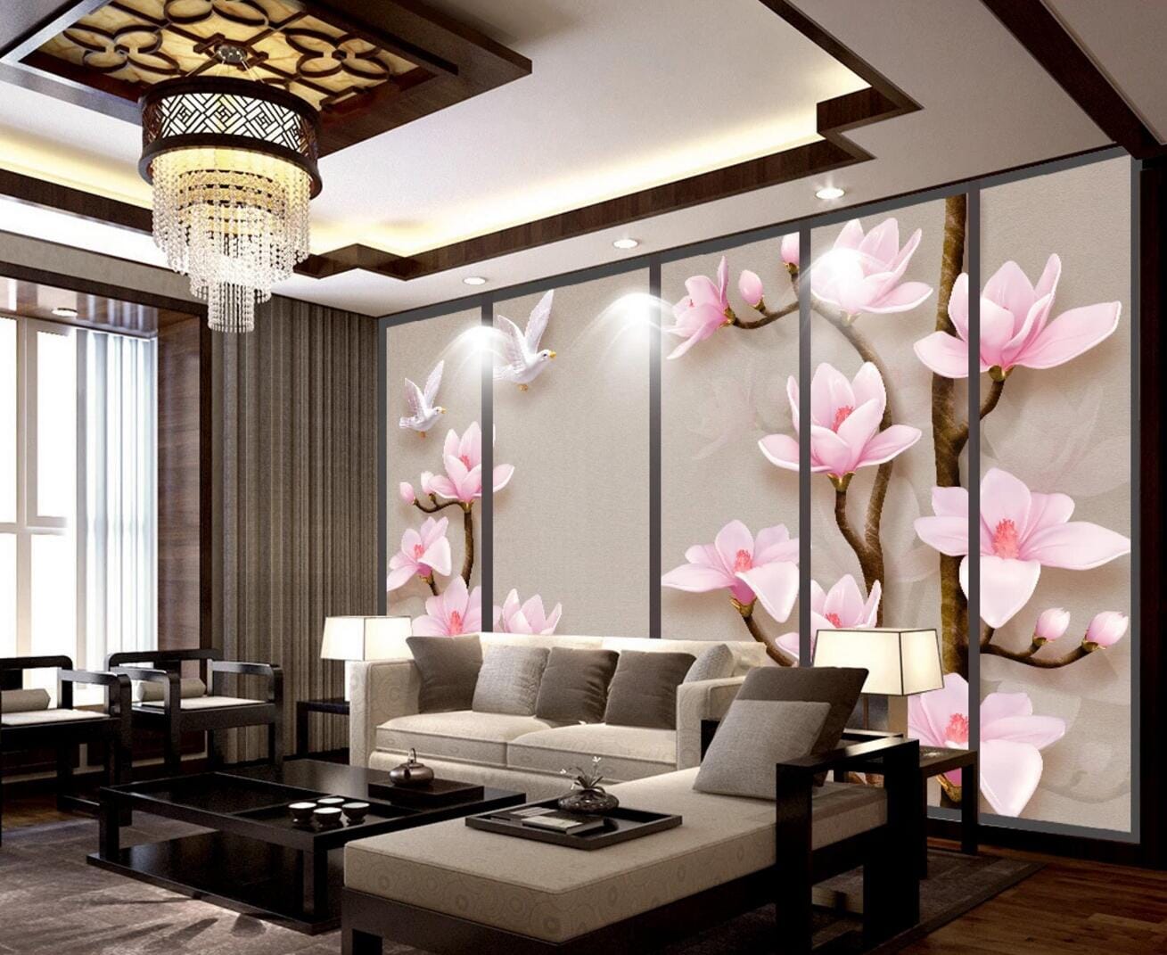 3D Pink Flower WC483 Wall Murals Wallpaper AJ Wallpaper 2