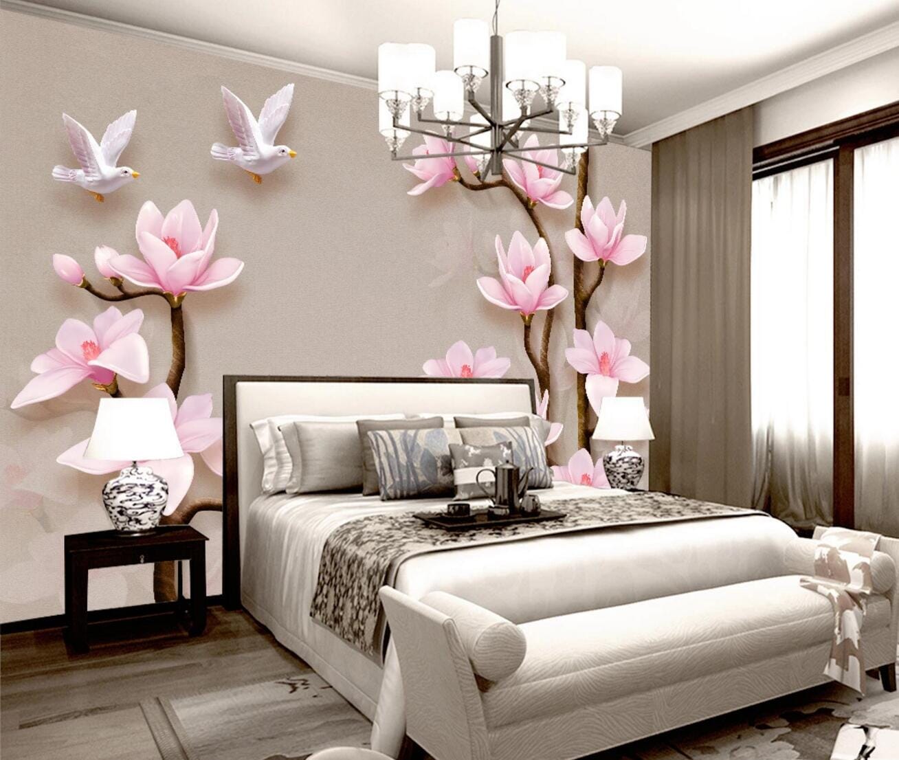 3D Pink Flower WC483 Wall Murals Wallpaper AJ Wallpaper 2