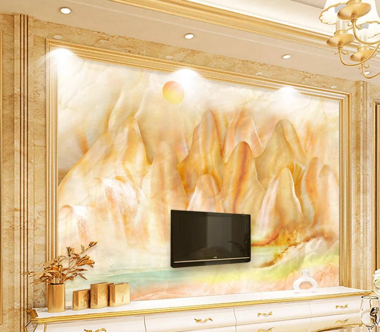 3D Yellow Mountain WC477 Wall Murals Wallpaper AJ Wallpaper 2