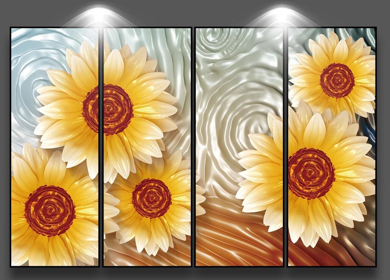 3D Jade Sunflower WC464 Wall Murals Wallpaper AJ Wallpaper 2