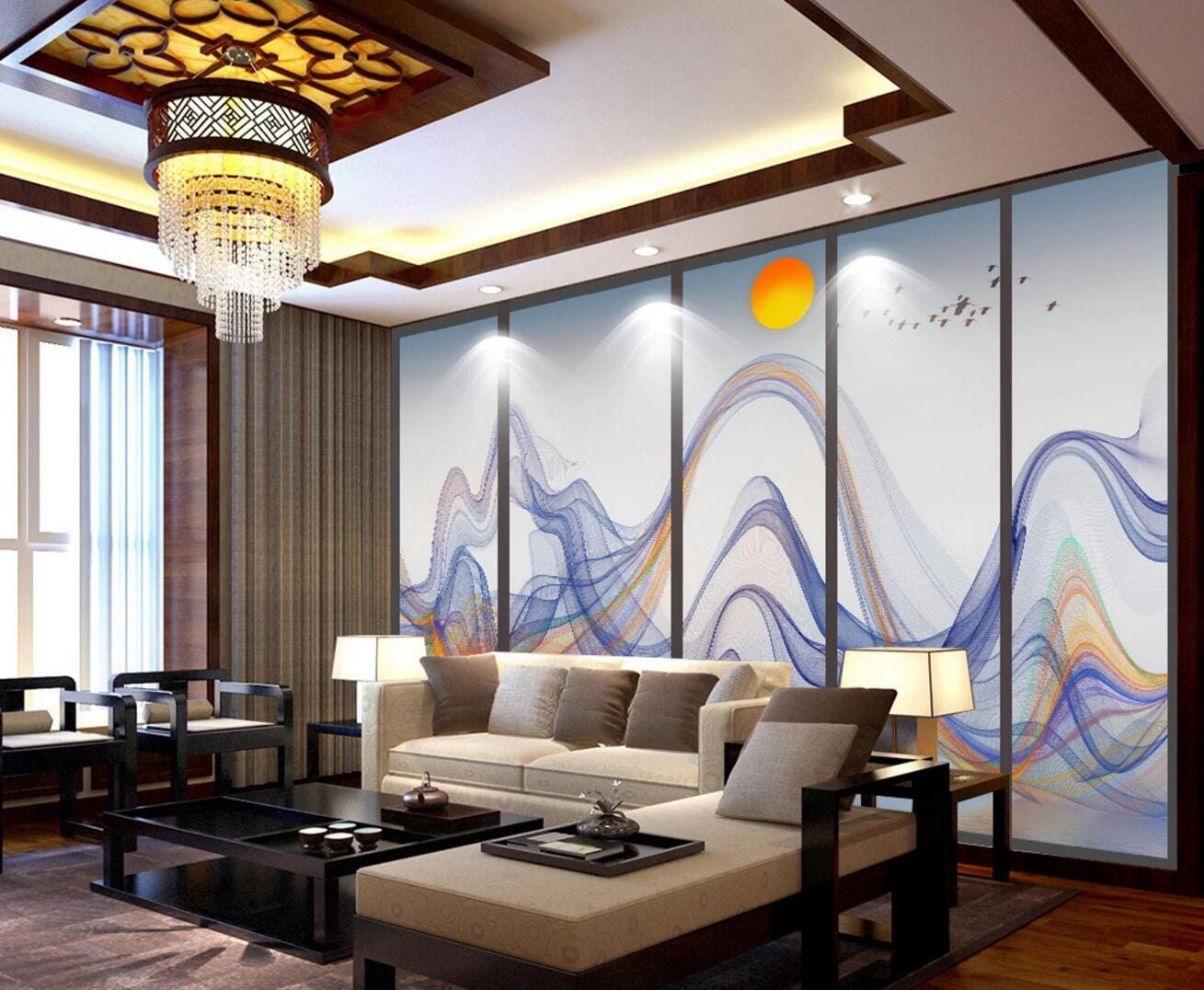3D Fisherman Rowing WC461 Wall Murals Wallpaper AJ Wallpaper 2