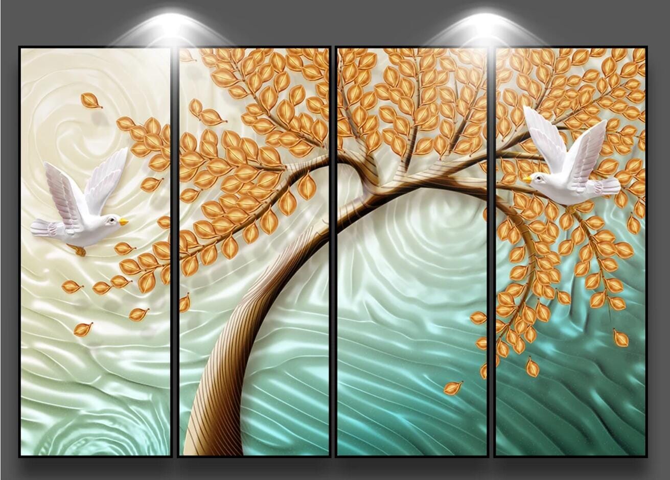 3D Golden Tree WC448 Wall Murals Wallpaper AJ Wallpaper 2