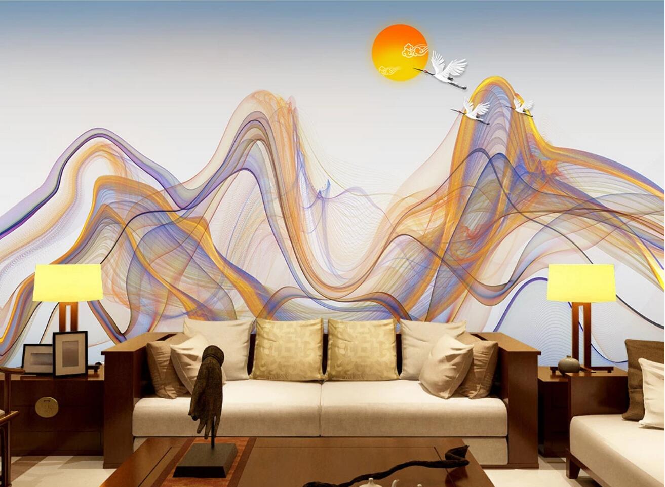 3D Crane Flying WC436 Wall Murals