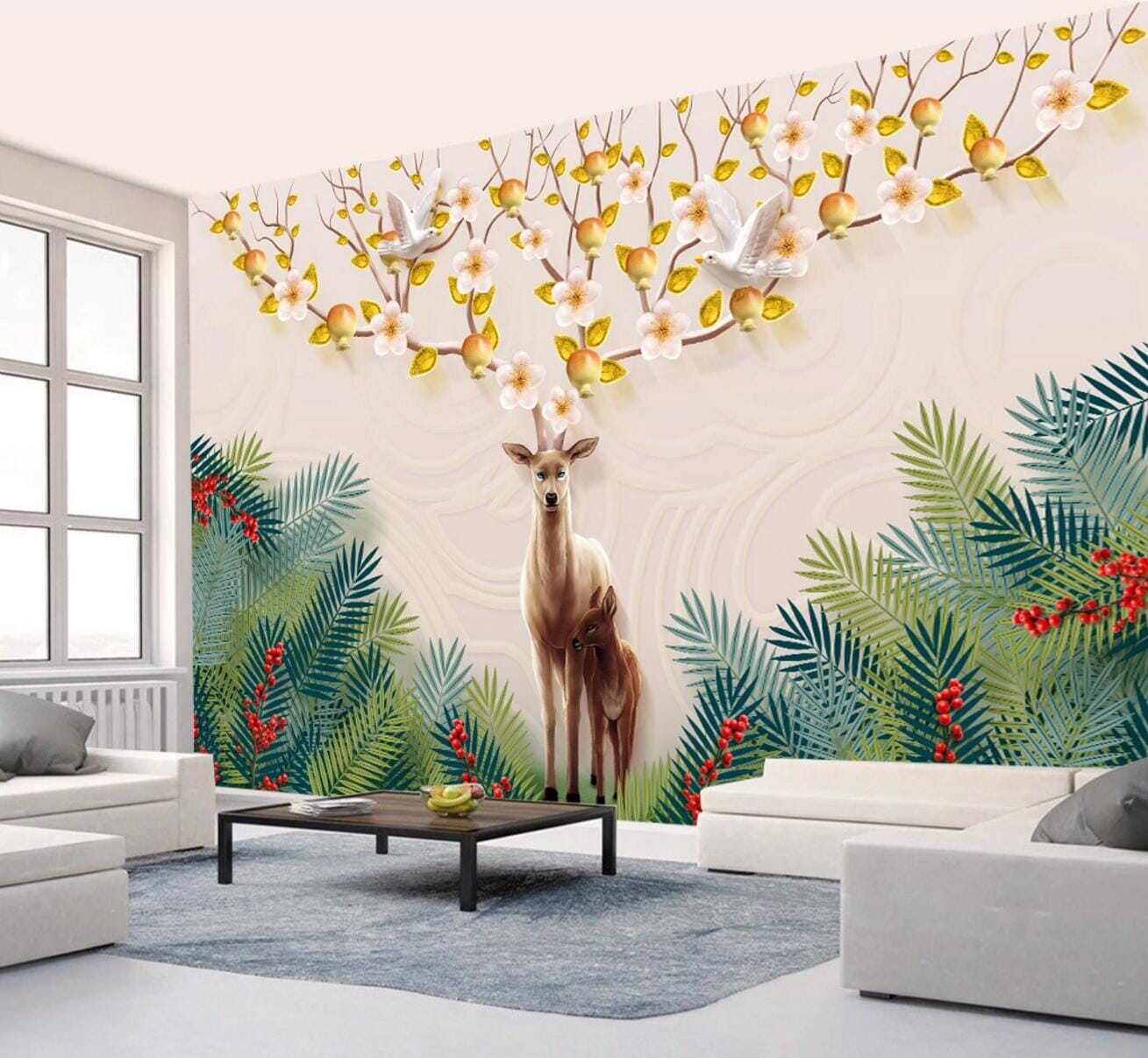 3D Deer Grass WC435 Wall Murals Wallpaper AJ Wallpaper 2