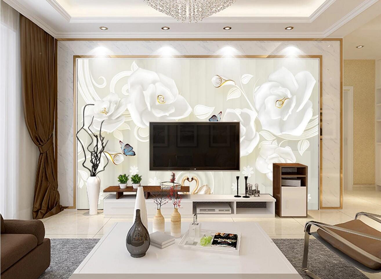 3D White Swan WC536 Wall Murals Wallpaper AJ Wallpaper 2