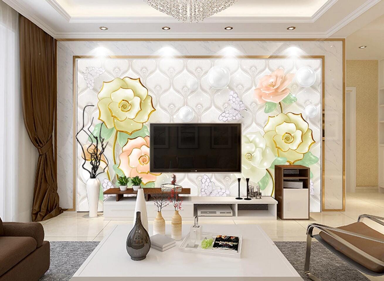 3D Pearl Butterfly WC529 Wall Murals Wallpaper AJ Wallpaper 2