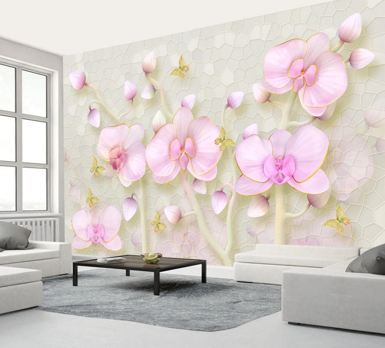 3D Butterfly Flower WC522 Wall Murals Wallpaper AJ Wallpaper 2
