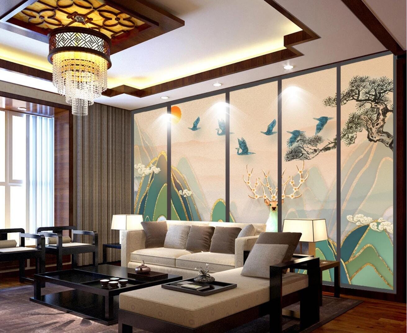 3D Golden Mountain WC493 Wall Murals Wallpaper AJ Wallpaper 2