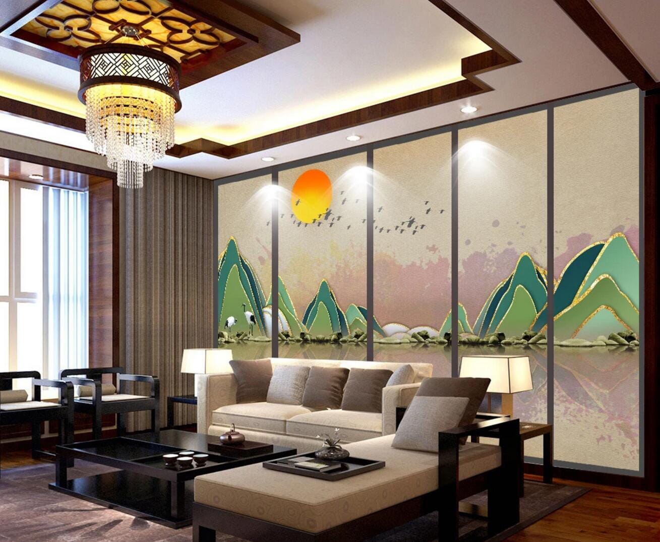 3D Crane Fisherman WC492 Wall Murals Wallpaper AJ Wallpaper 2