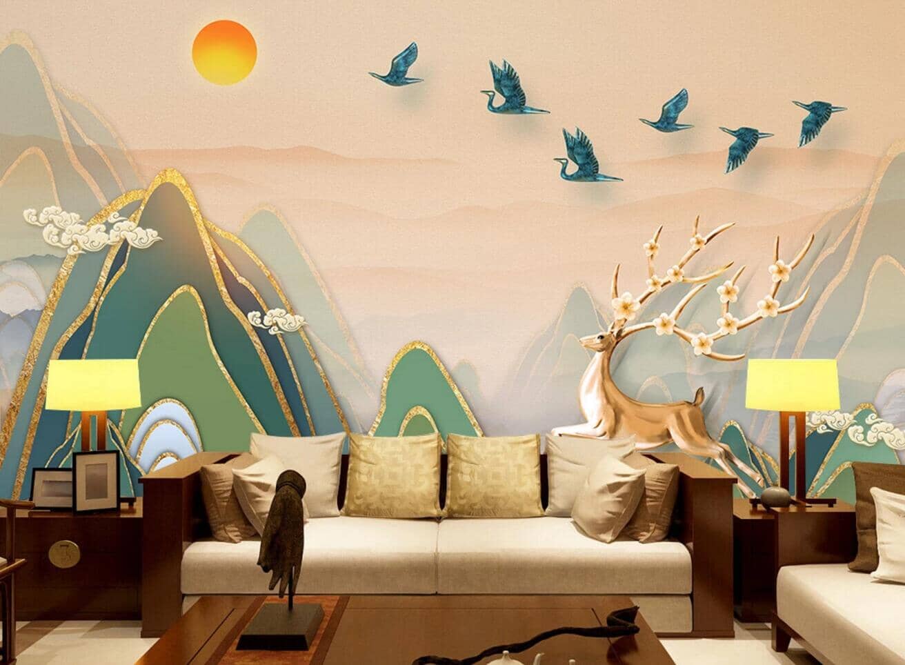 3D Mountain Deer WC491 Wall Murals Wallpaper AJ Wallpaper 2
