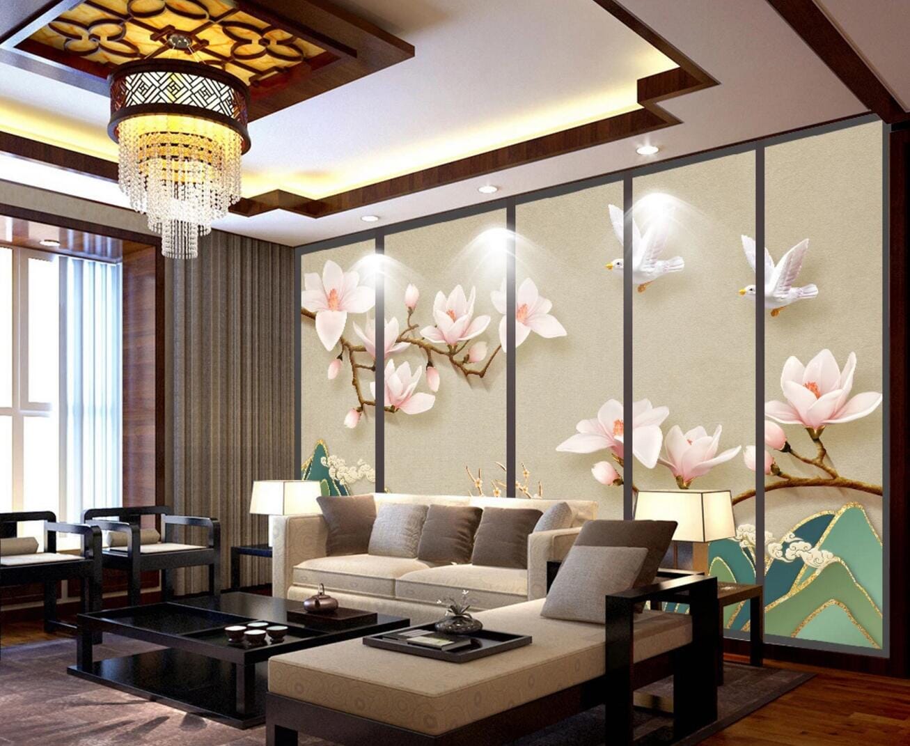 3D Flower Deer WC490 Wall Murals Wallpaper AJ Wallpaper 2