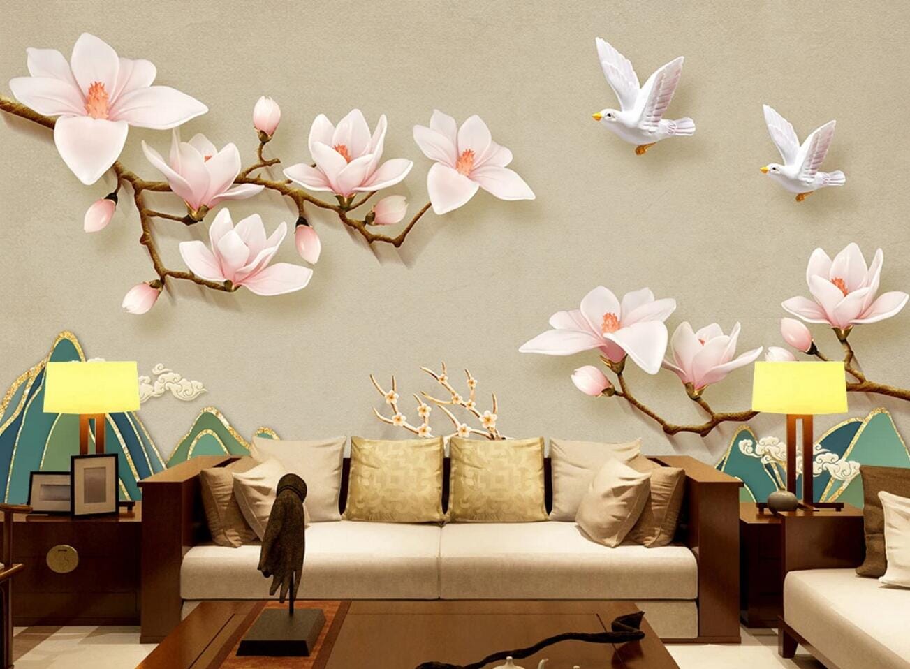 3D Flower Deer WC490 Wall Murals Wallpaper AJ Wallpaper 2