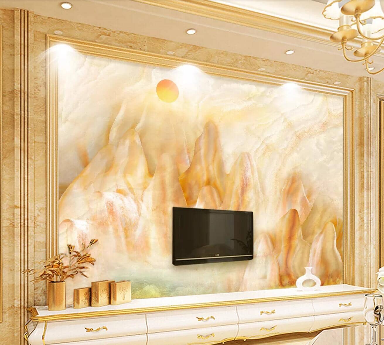 3D Golden Mountain WC488 Wall Murals Wallpaper AJ Wallpaper 2