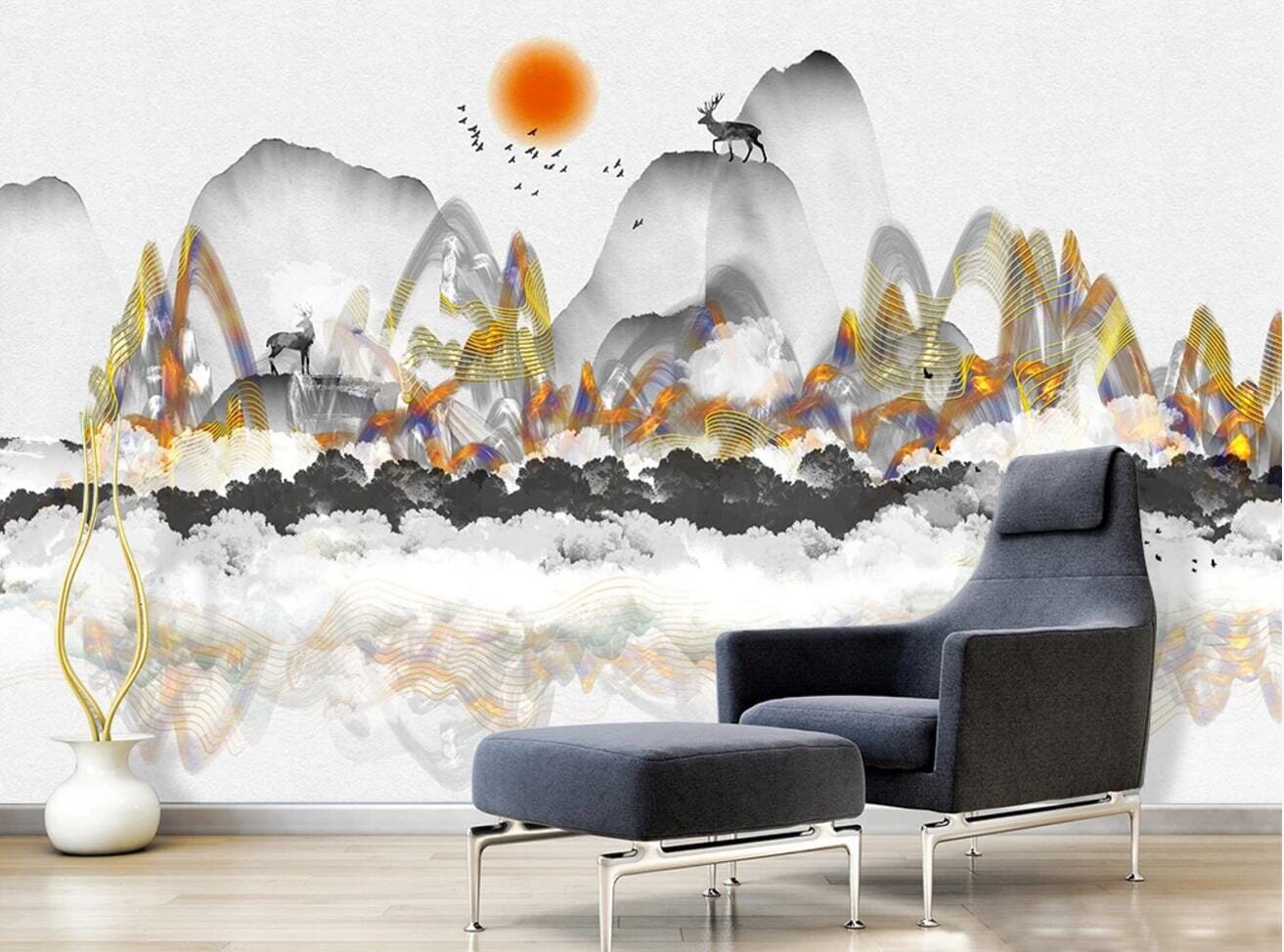 3D Mountain Deer WC663 Wall Murals Wallpaper AJ Wallpaper 2