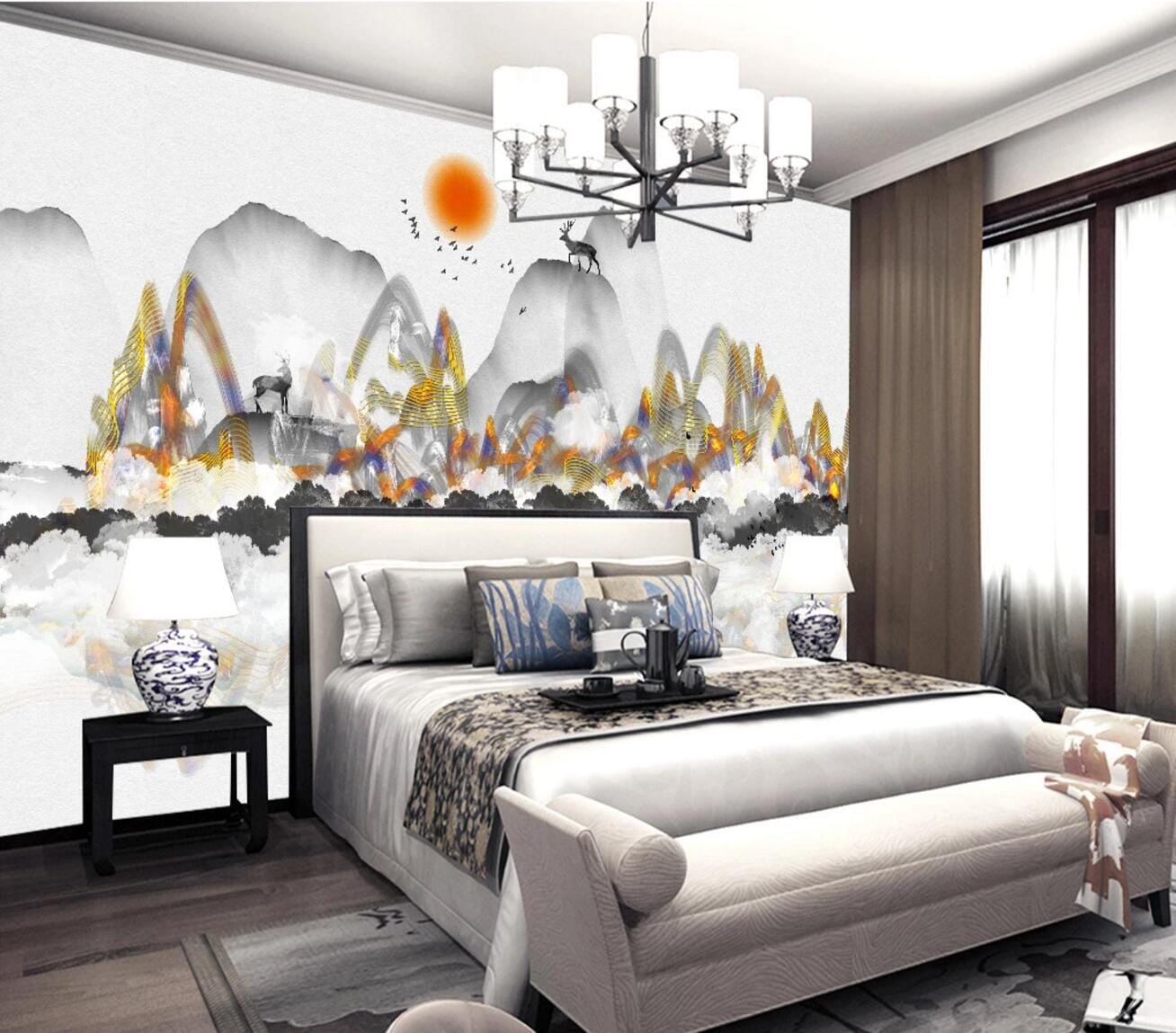 3D Mountain Deer WC663 Wall Murals Wallpaper AJ Wallpaper 2