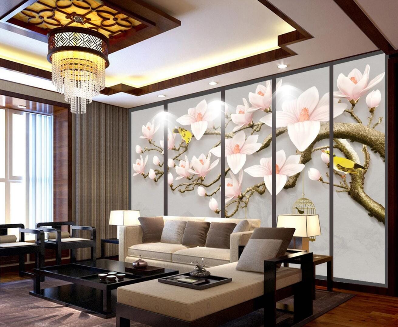 3D Birdcage Flower WC662 Wall Murals Wallpaper AJ Wallpaper 2