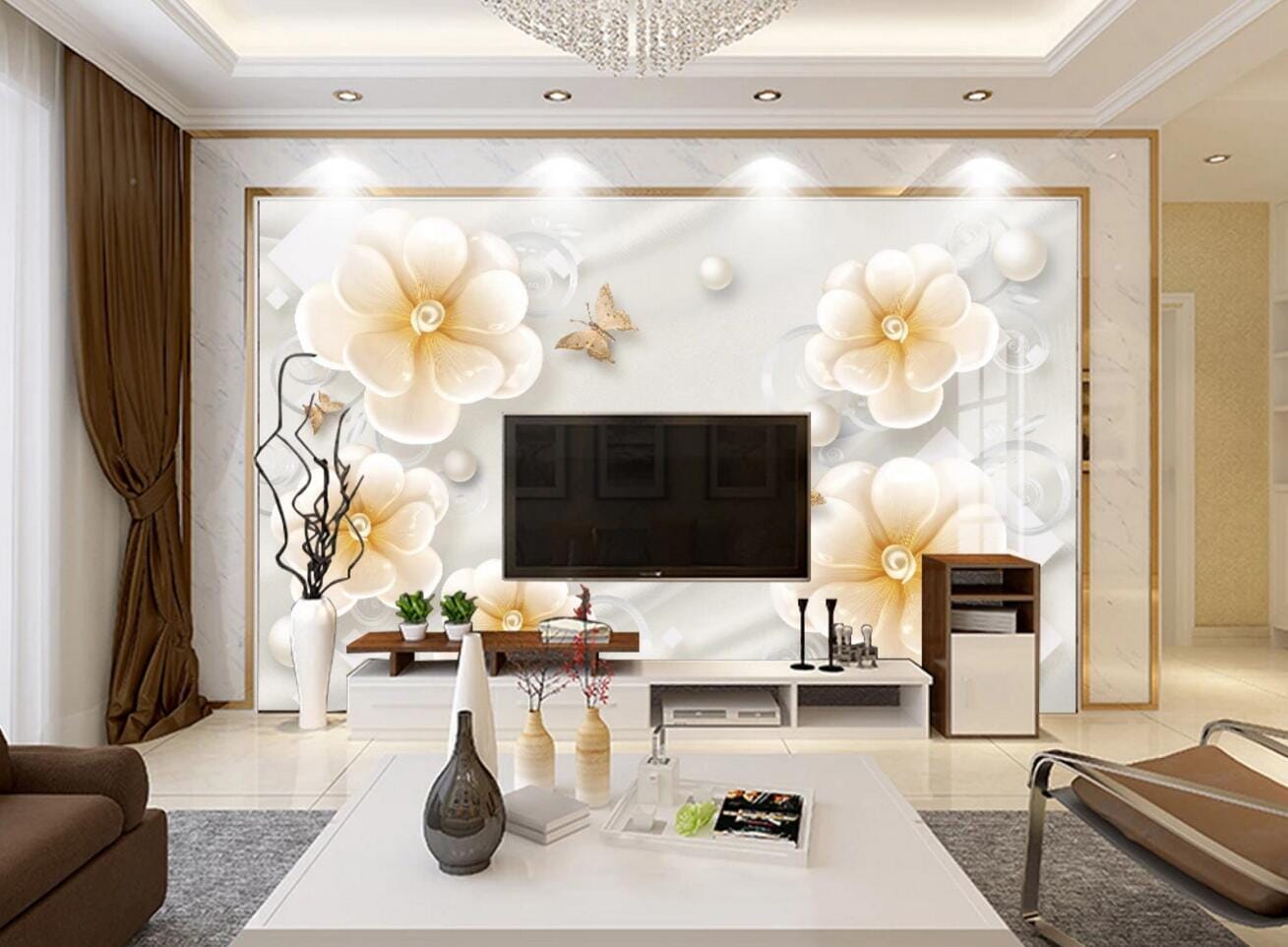 3D Yellow Flower WC659 Wall Murals Wallpaper AJ Wallpaper 2