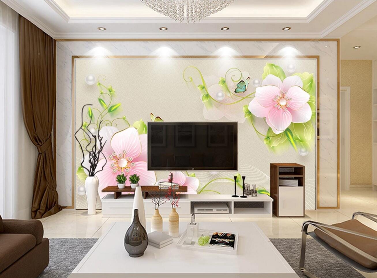 3D Ceramic Flower WC591 Wall Murals Wallpaper AJ Wallpaper 2
