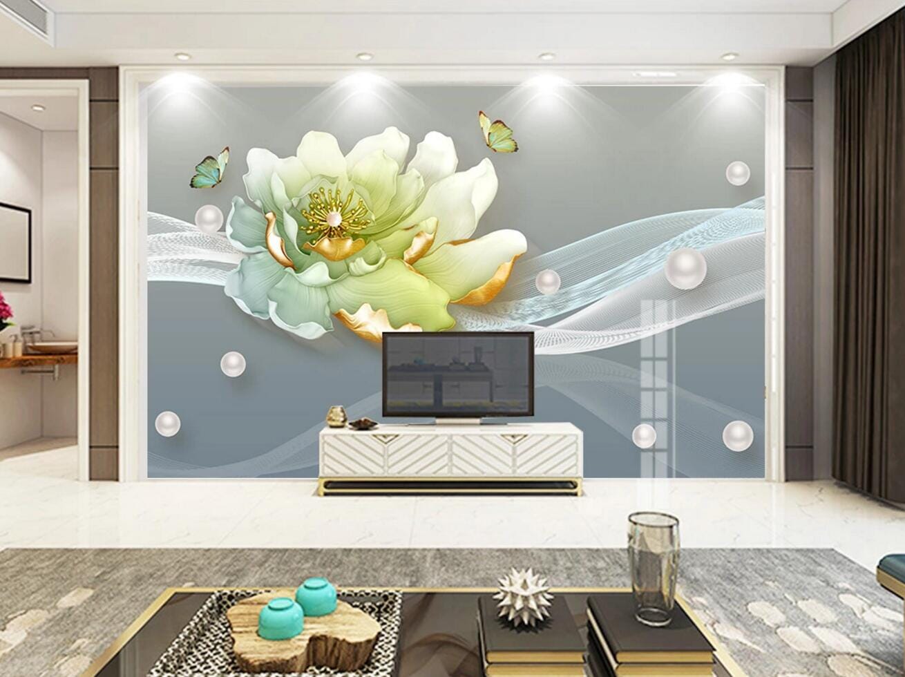 3D Peony Pearl WC582 Wall Murals Wallpaper AJ Wallpaper 2