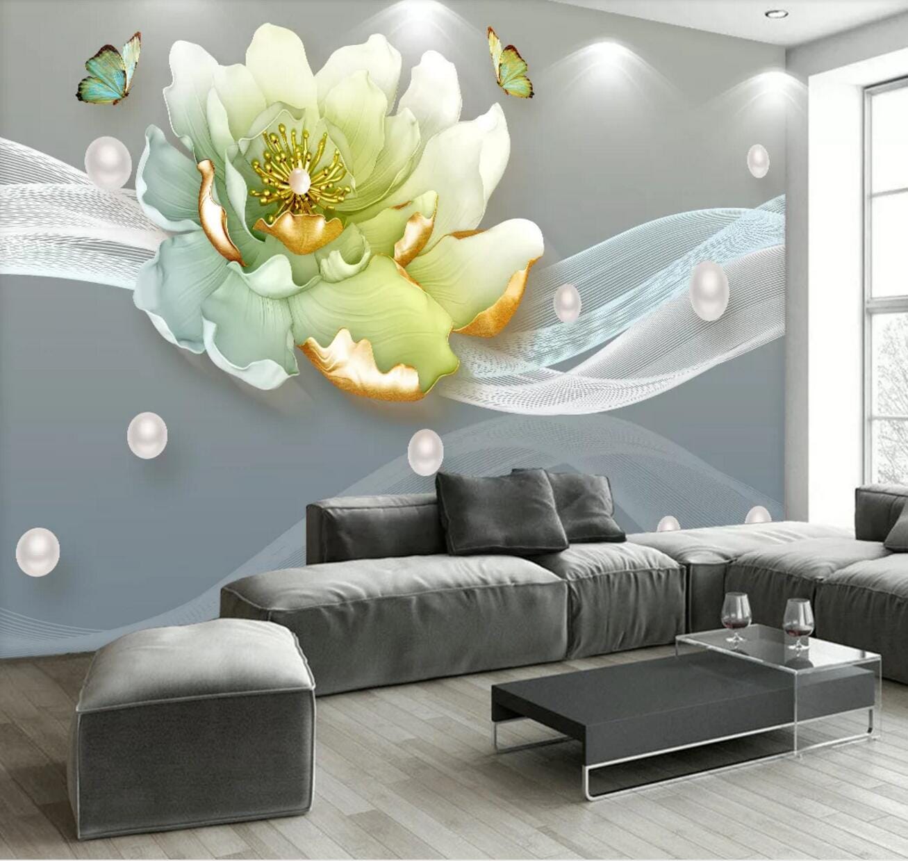 3D Peony Pearl WC582 Wall Murals Wallpaper AJ Wallpaper 2