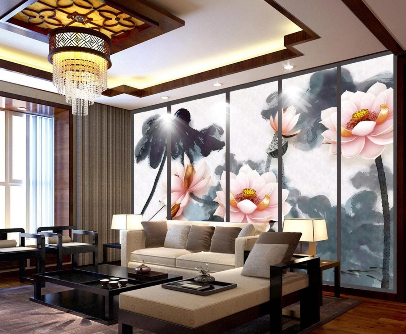 3D Ink Lotus WC569 Wall Murals Wallpaper AJ Wallpaper 2