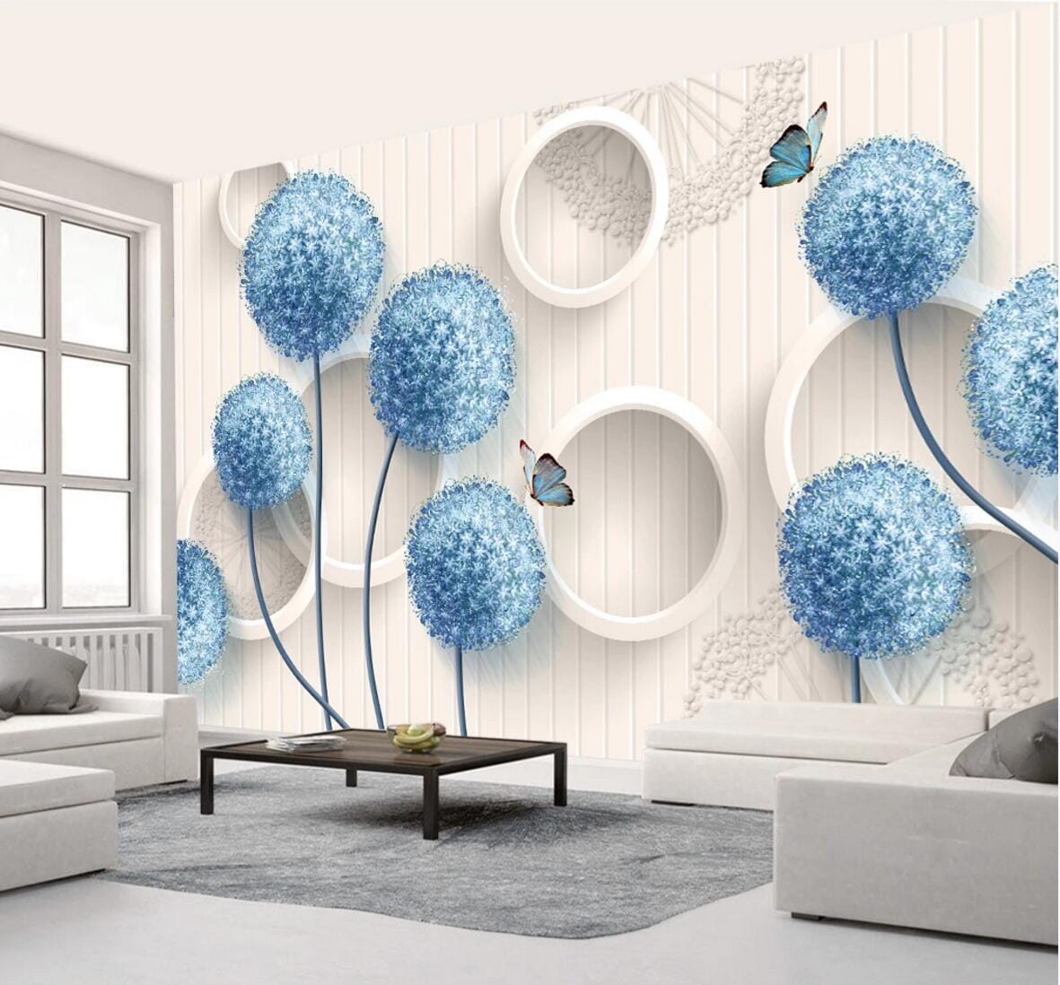 3D Violet Butterfly WC565 Wall Murals Wallpaper AJ Wallpaper 2