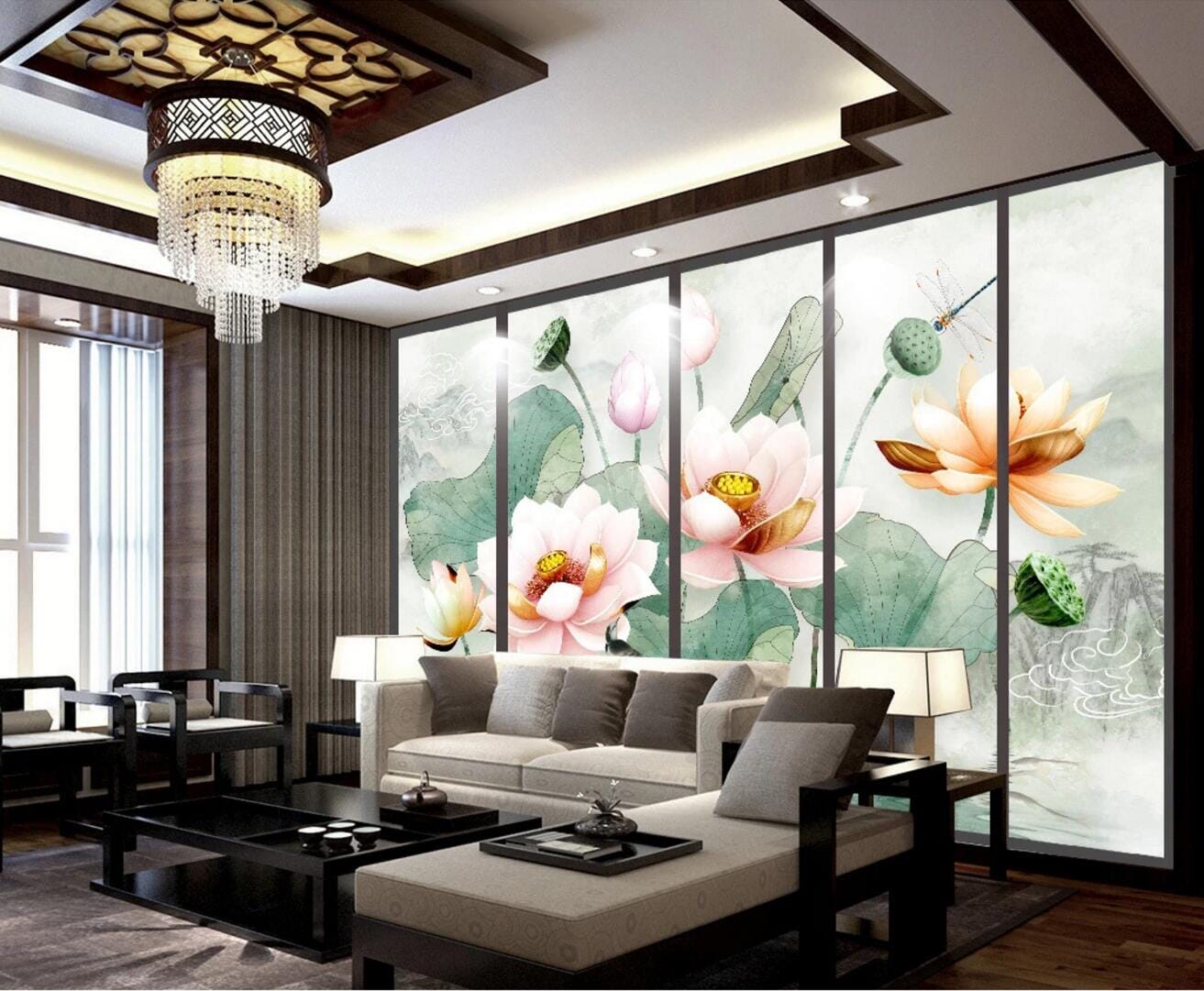 3D Beautiful Lotus WC559 Wall Murals Wallpaper AJ Wallpaper 2