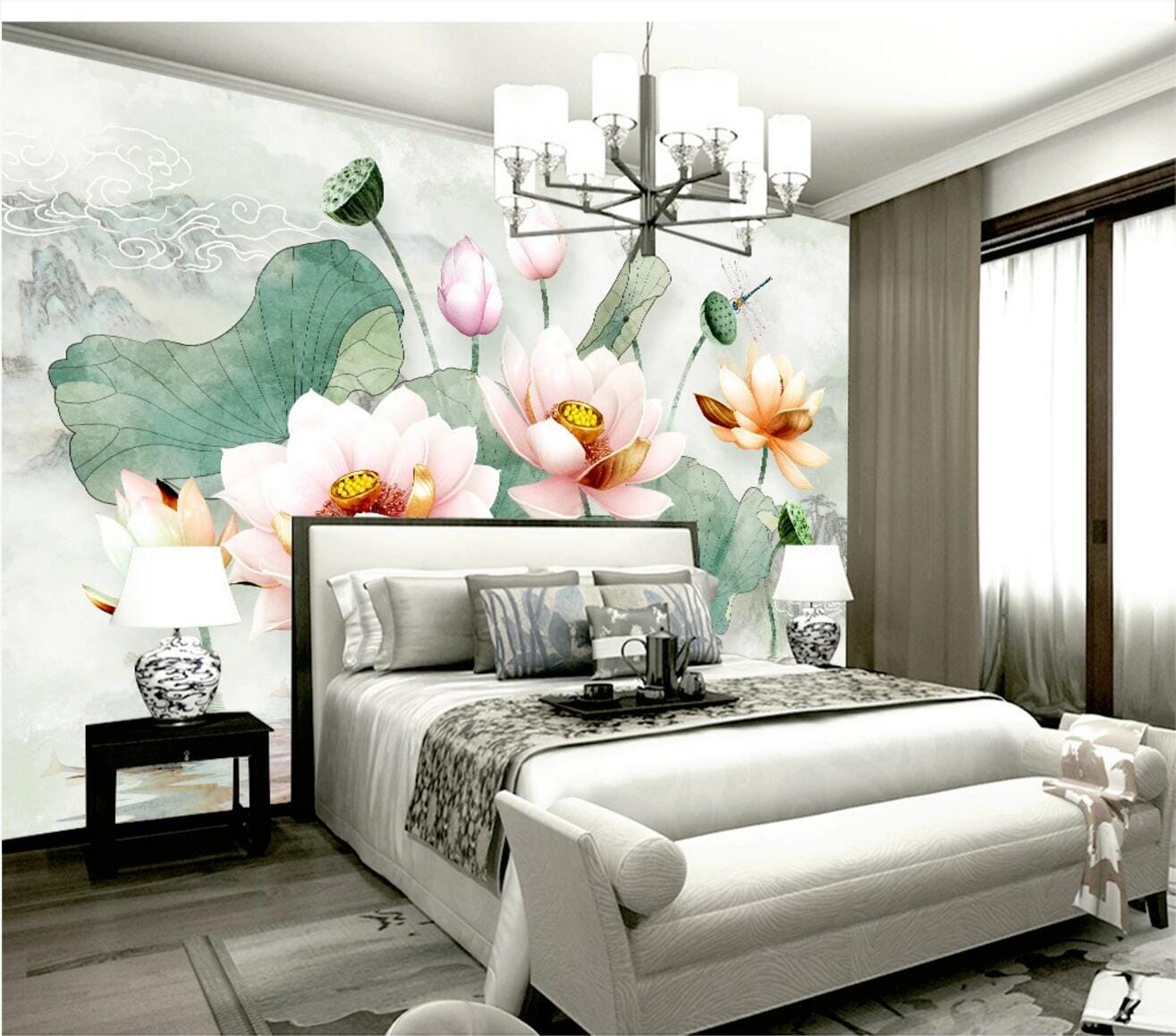 3D Beautiful Lotus WC559 Wall Murals Wallpaper AJ Wallpaper 2