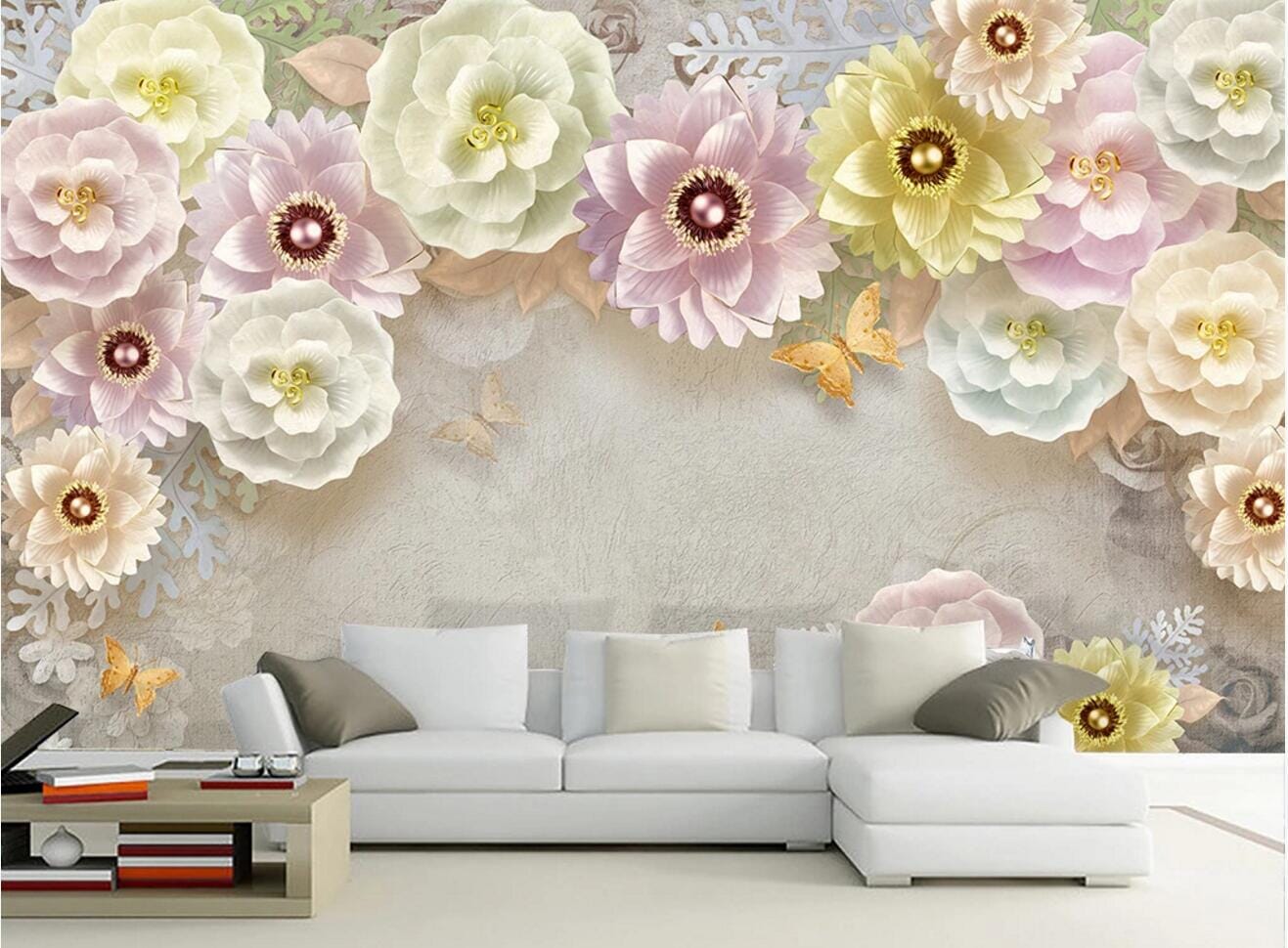 3D Yellow Peony WC761 Wall Murals Wallpaper AJ Wallpaper 2