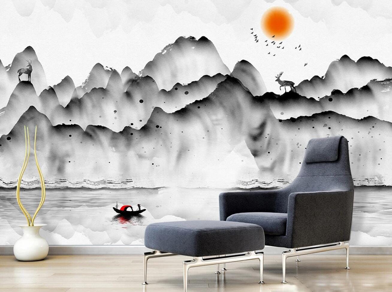 3D Black Deer WC742 Wall Murals Wallpaper AJ Wallpaper 2