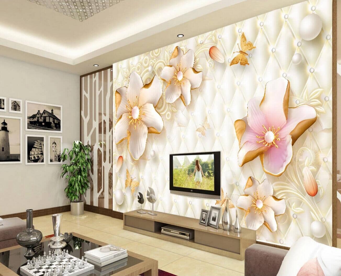 3D Yellow Peony WC691 Wall Murals Wallpaper AJ Wallpaper 2