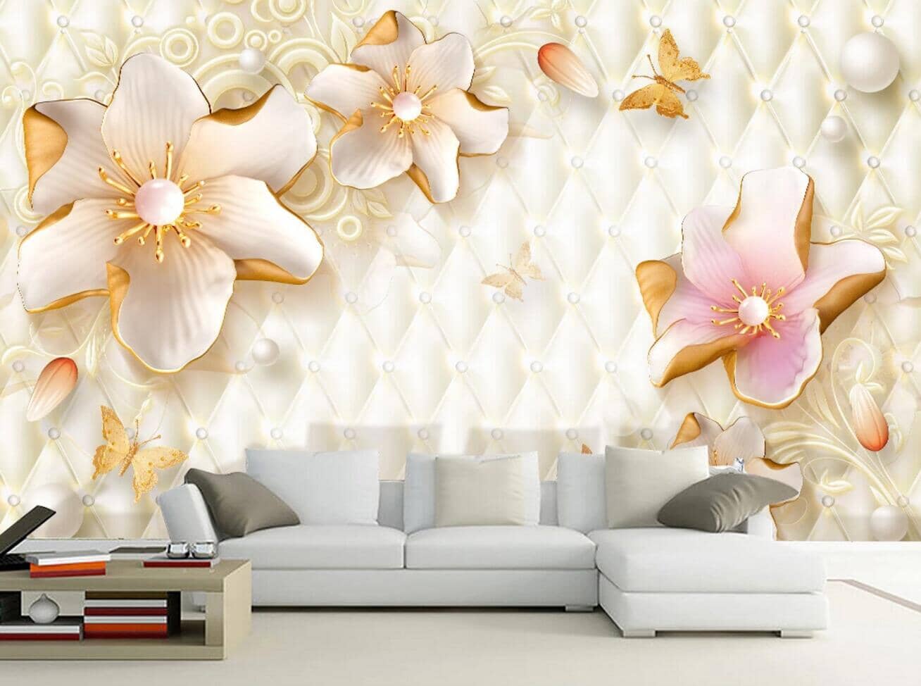 3D Yellow Peony WC691 Wall Murals Wallpaper AJ Wallpaper 2