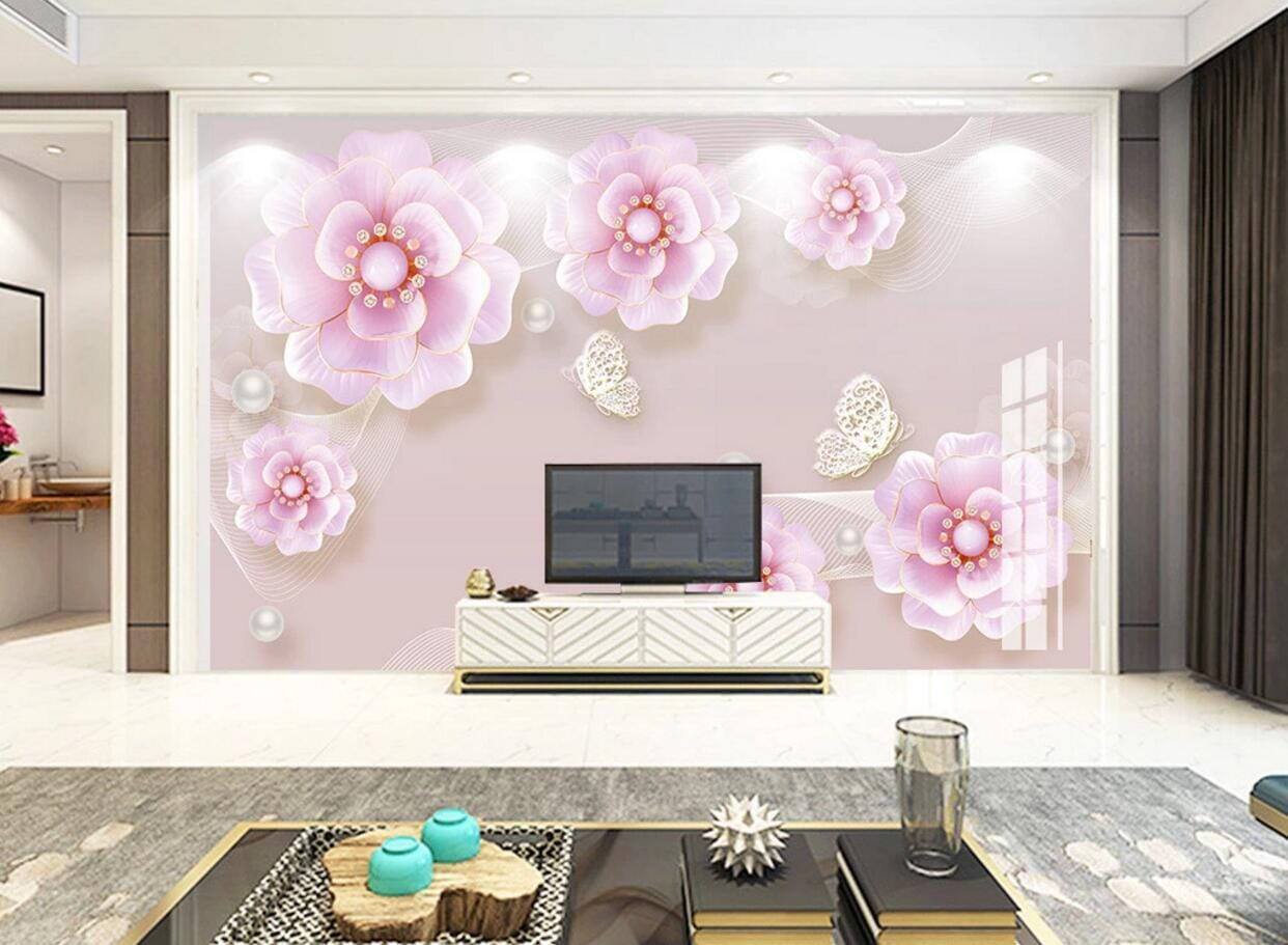 3D Jewelry Flower WC885 Wall Murals Wallpaper AJ Wallpaper 2
