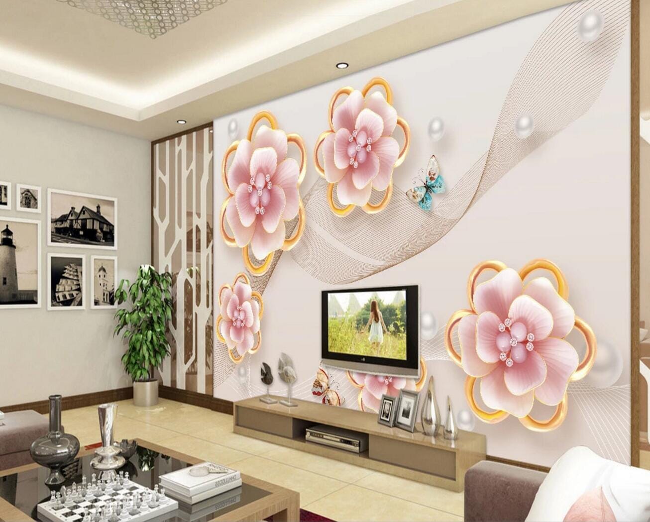 3D Butterfly Jewelry WC878 Wall Murals Wallpaper AJ Wallpaper 2