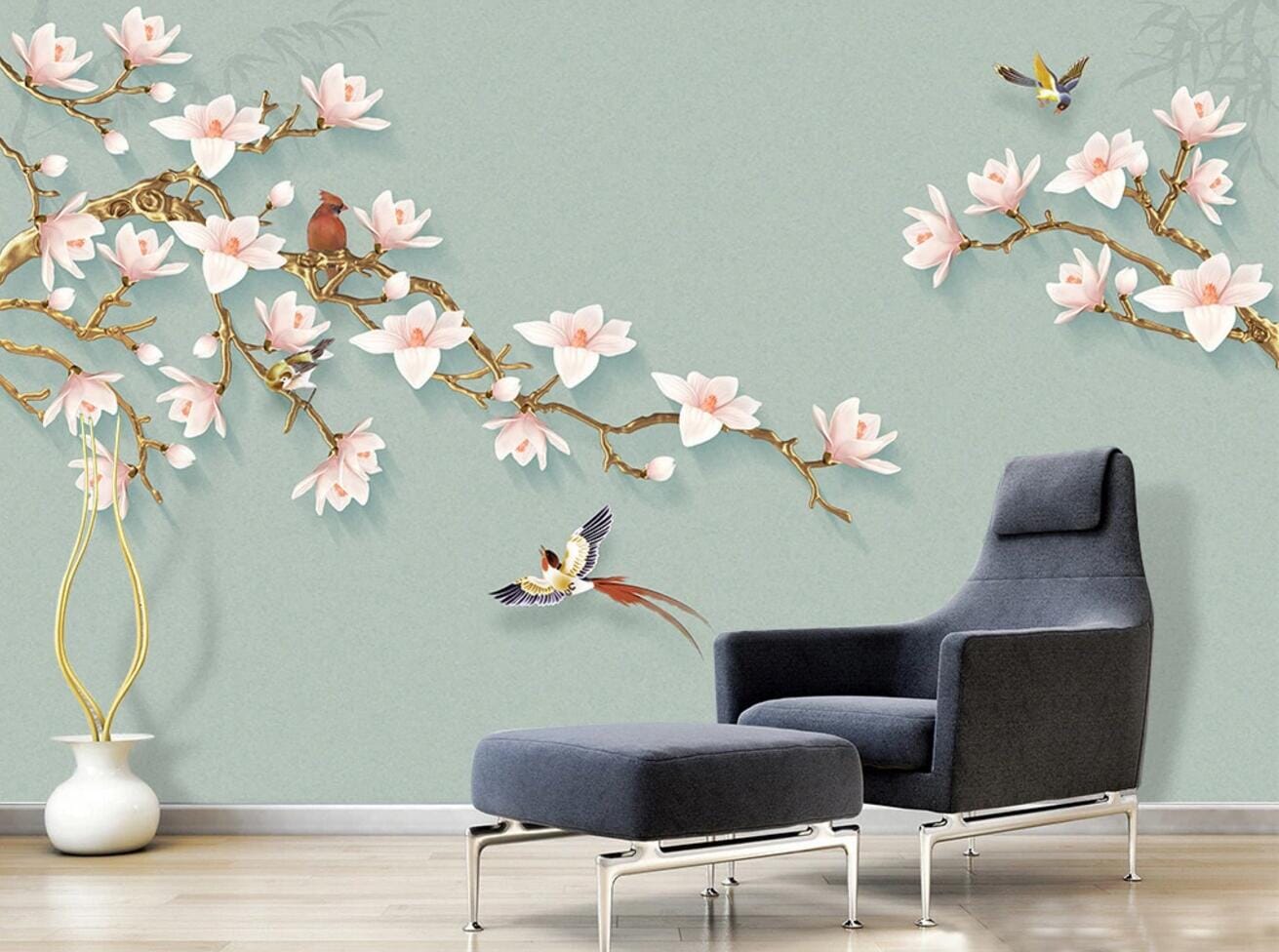 3D Swallow Flower WC816 Wall Murals Wallpaper AJ Wallpaper 2