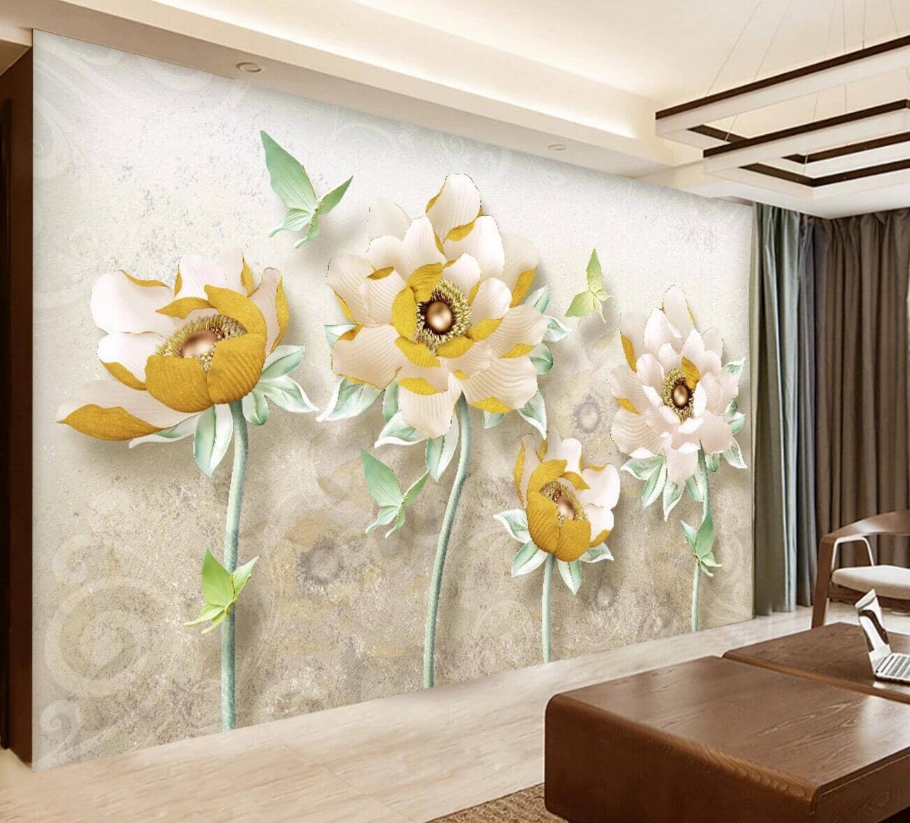 3D Green Butterfly WC799 Wall Murals Wallpaper AJ Wallpaper 2