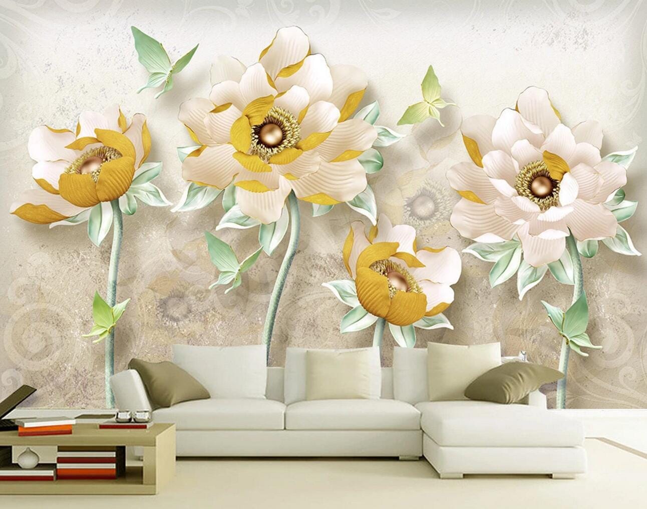 3D Green Butterfly WC799 Wall Murals Wallpaper AJ Wallpaper 2